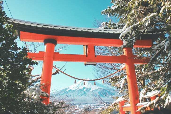 鳥居と富士山の写真