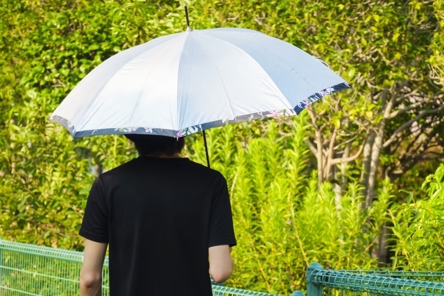 日傘をさしている男性の写真
