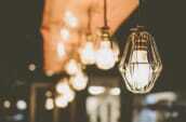 selective focus of lighted bulbs