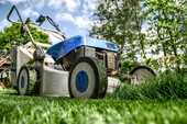 芝生と芝刈り機の写真